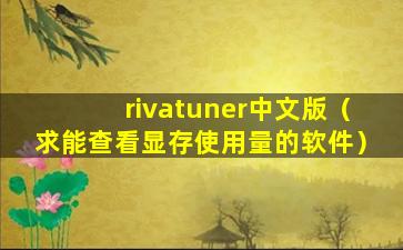 rivatuner中文版（求能查看显存使用量的软件）