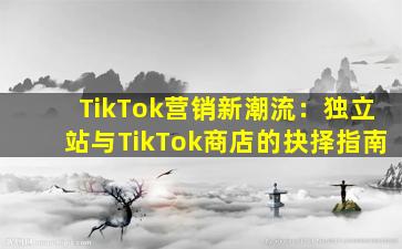 TikTok营销新潮流：独立站与TikTok商店的抉择指南