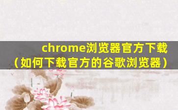 chrome浏览器官方下载（如何下载官方的谷歌浏览器）